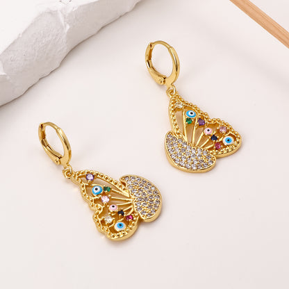 Women's Hollow Oil Dripping Butterfly Earrings