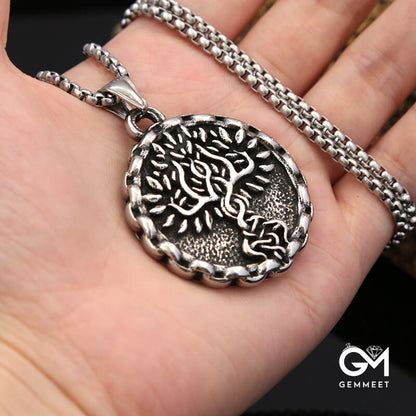 Hip Hop Vintage Tree of Life Titanium Steel Necklace