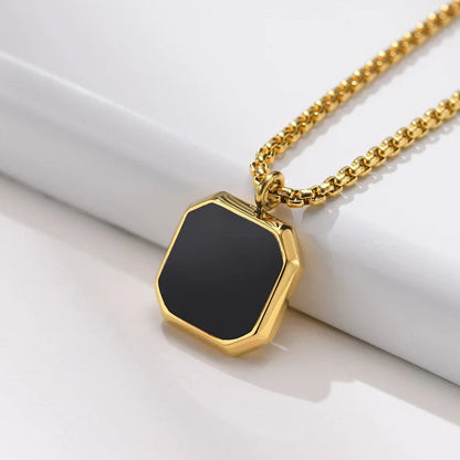 Square Pendant Men Long Sweater Chain Necklace