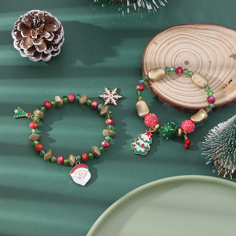 Christmas Bracelet Santa Snowman Colorful Candy Bead Bracelet