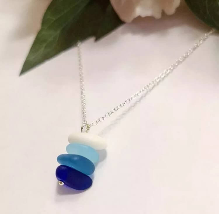 Sea Glass Beaded Pendant Necklace