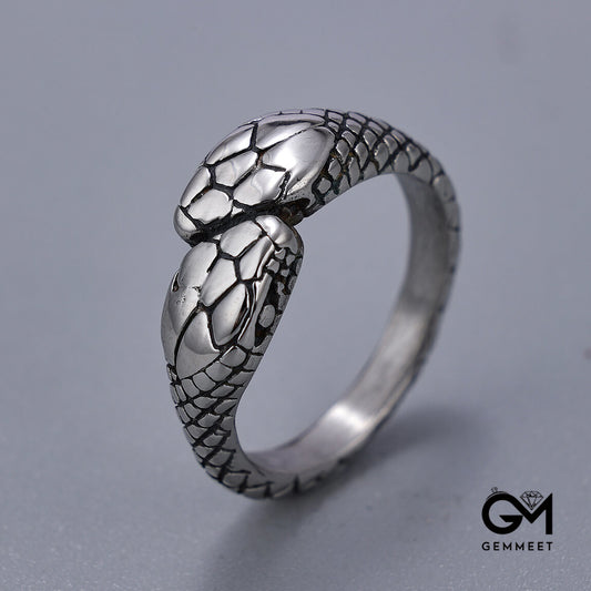 Vintage Snake Head Snake-print Ring