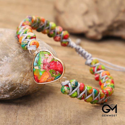 Stone Crystal Heart Bracelet