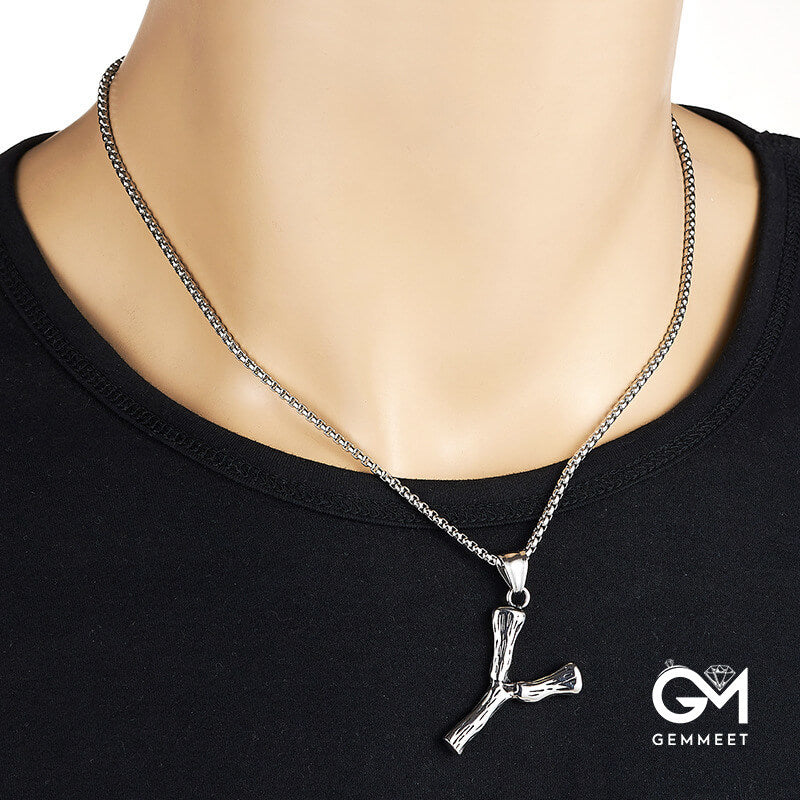 Titanium Steel Letter Y Pendant Men's Necklace