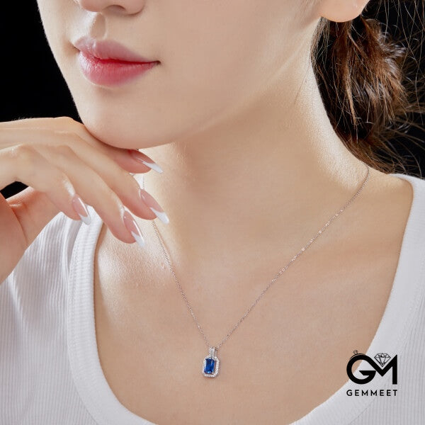 S925 Sterling Silver Blue Star Zircon Vintage Necklace