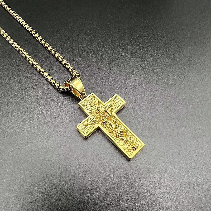 Hip Hop Gold Plated Cross Jesus Pendant