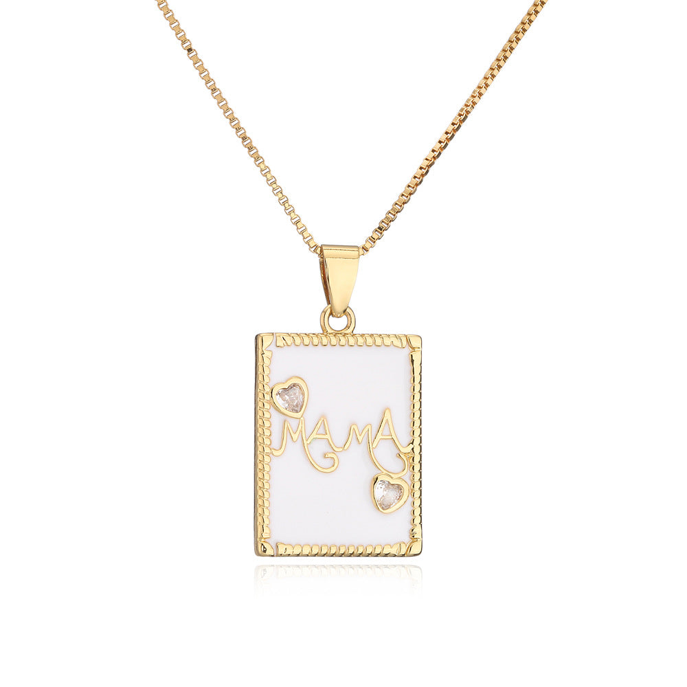 'MAMA Love You' Square Pendant Necklace