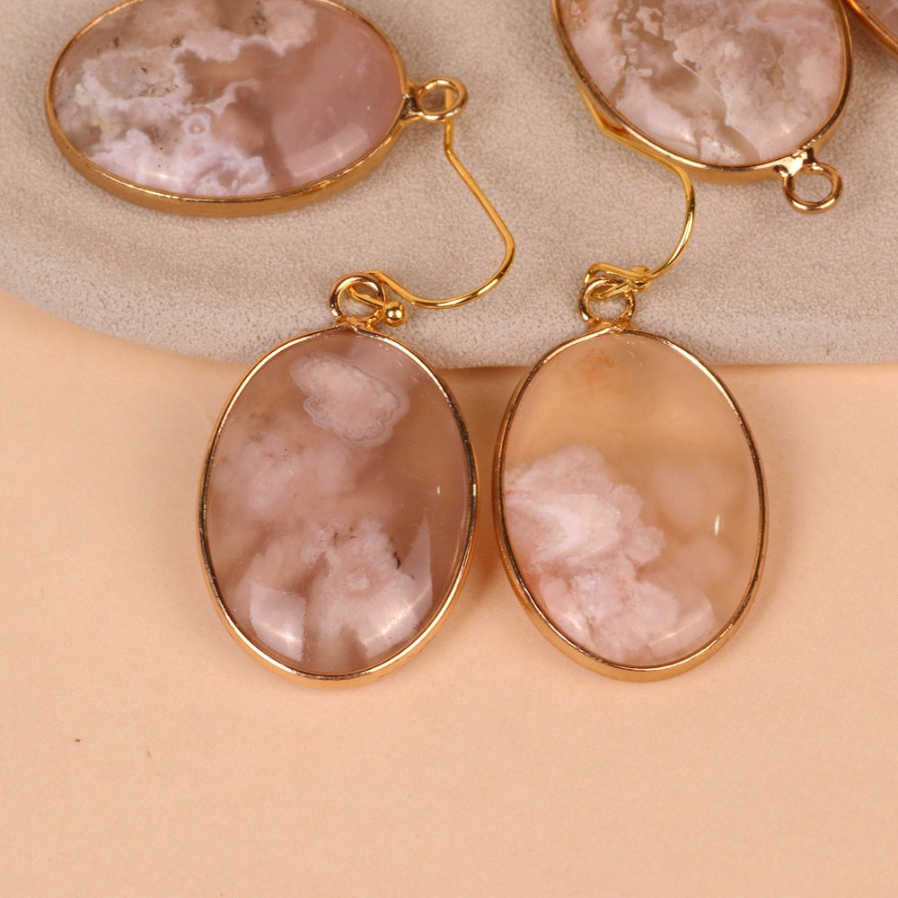 Cherry Stone Oval Pendant Earrings