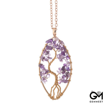 Irregular Crystal Tree of Life Pendant Necklace