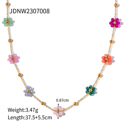 18k Stainless Steel Color Small Flower Chain Bracelet