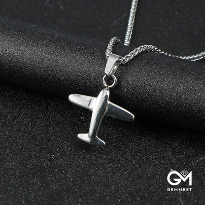 Stainless Steel Aircraft Pendant Mustang Fighter Necklace