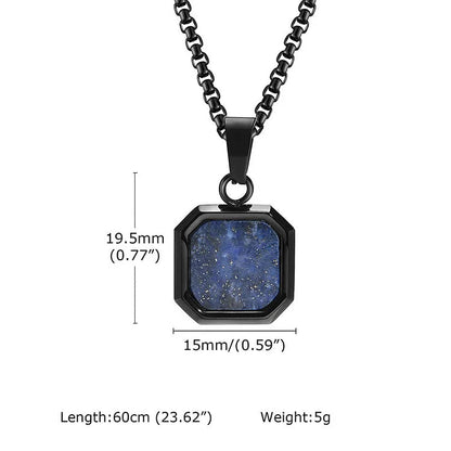 Square Pendant Men Long Sweater Chain Necklace