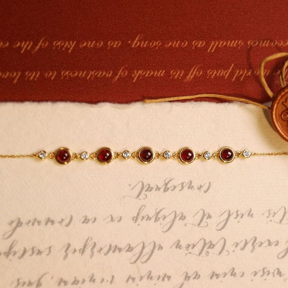 Garnet Good Luck Gold Bracelet