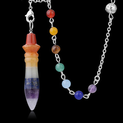 Seven Color Stone Round Rainbow Pendant