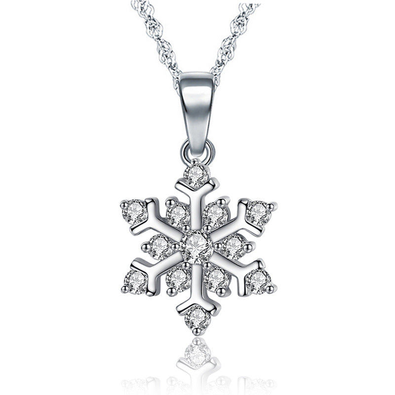 Christmas Gift Snowflake Pendant Necklace