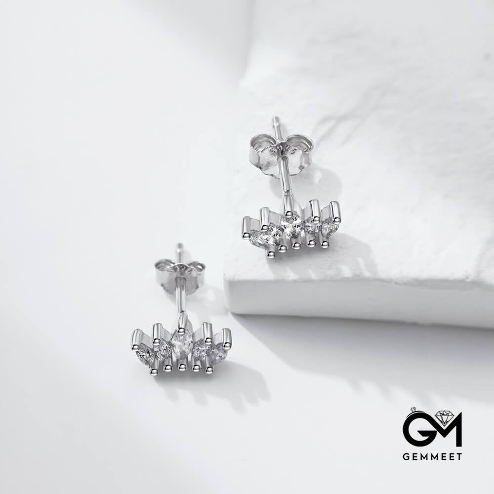 S925 Silver Horseeye Zircon Crown Earrings