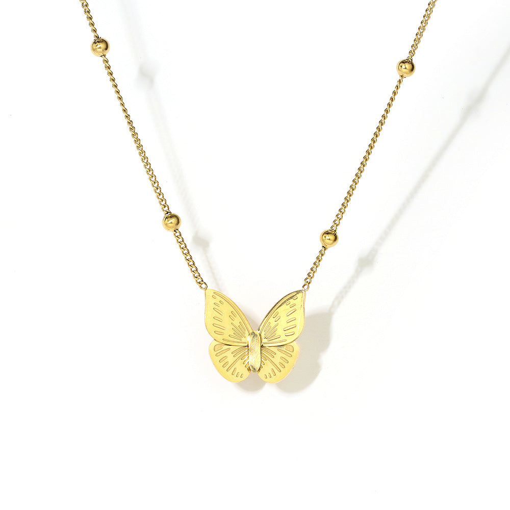 Bohemia Square Faux Pearl Butterfly Pendant Necklace