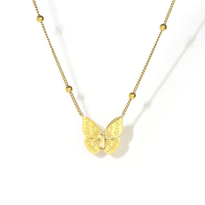 Bohemia Square Faux Pearl Butterfly Pendant Necklace