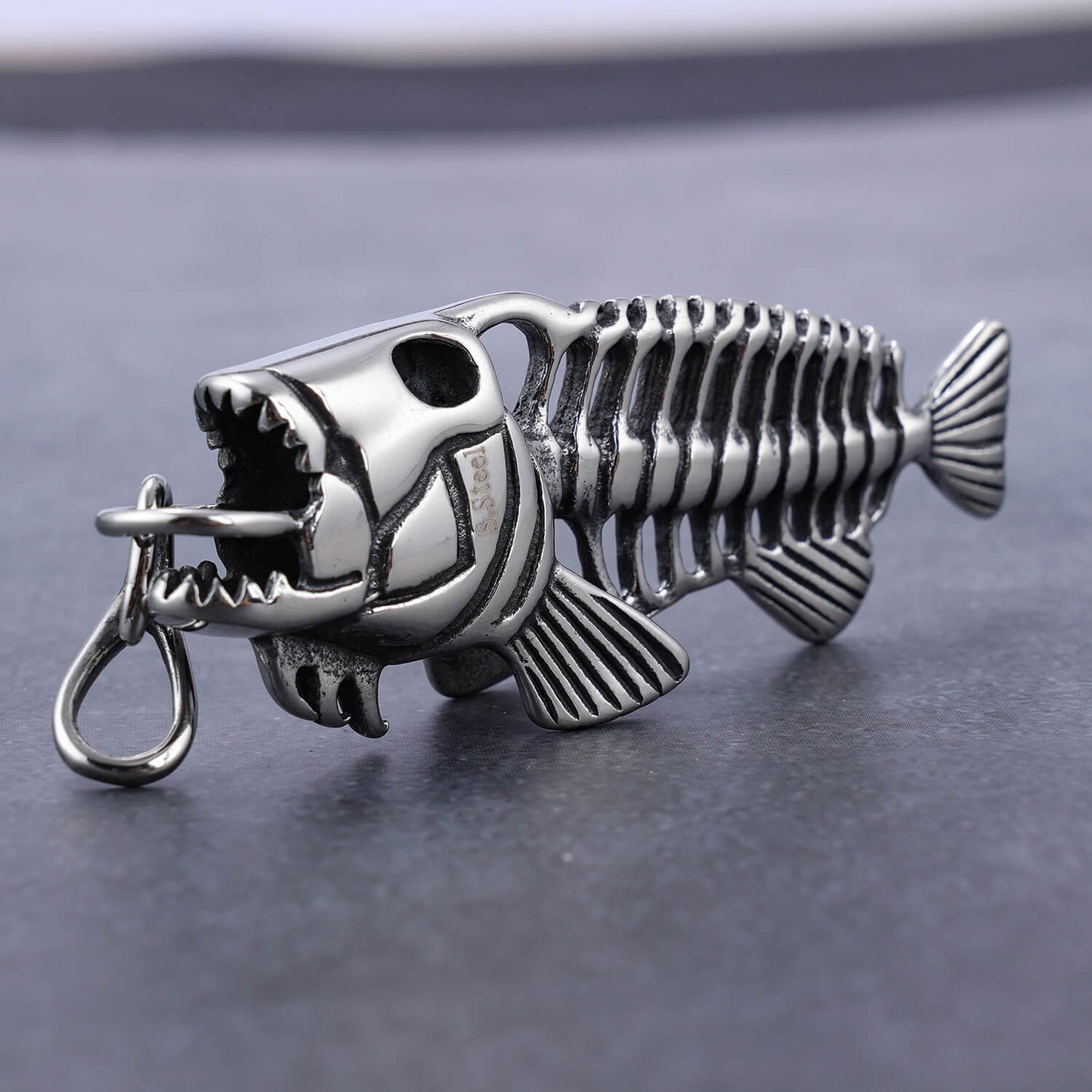 Giant Fish Skull Bone Stainless Steel Pendant