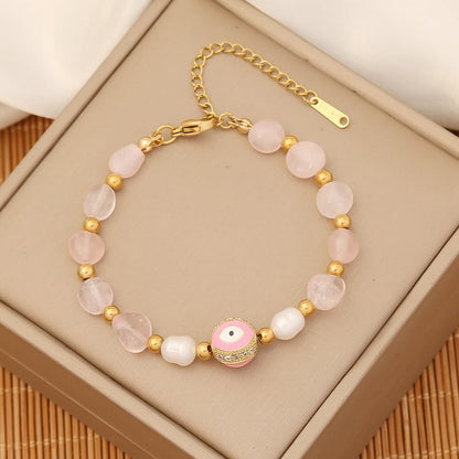 Trendy Natural Stone Evil Eye Bracelet