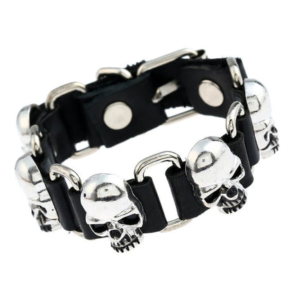 Personality Trend Punk Leather Bracelet Domineering Hip Hop Skull Leather Bracelet