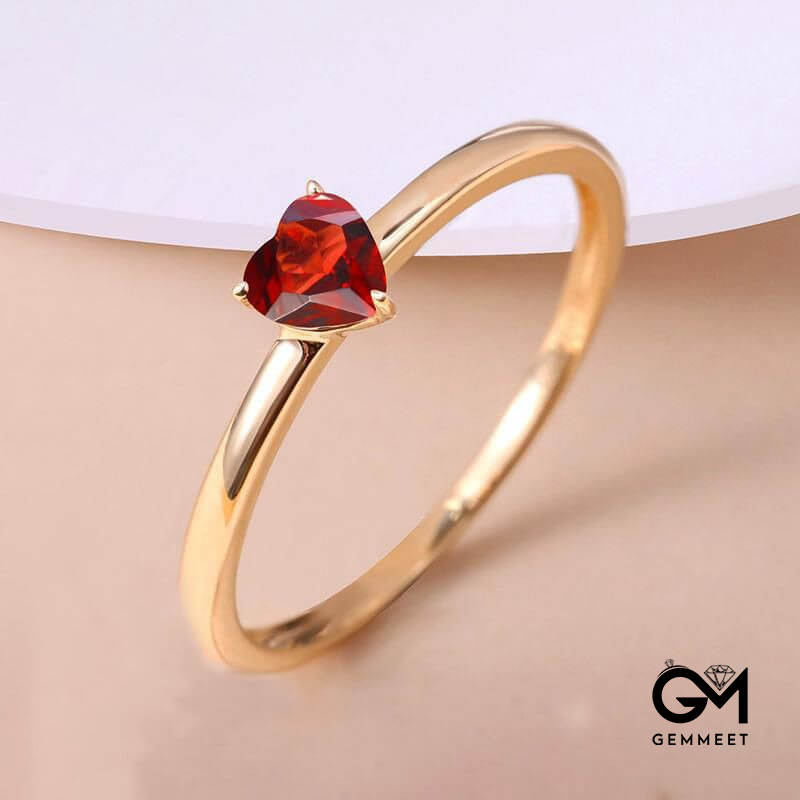 Zircon Small Heart Garnet Topaz Ring