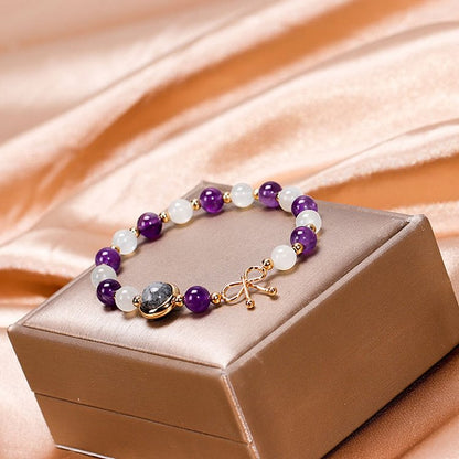 Amethyst With Moonstone Lucky Gemstone Bracelet