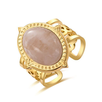 Bohemia Big Oval Cut Stone Hollow Ring