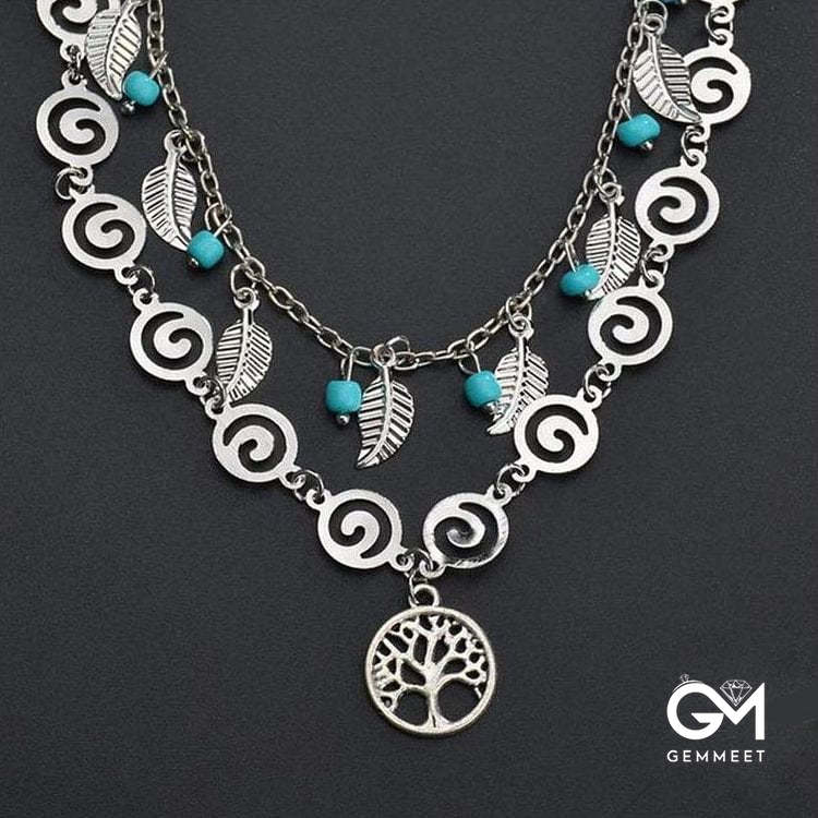 Turquoise Tree of Life Pendant Bracelet Anklet