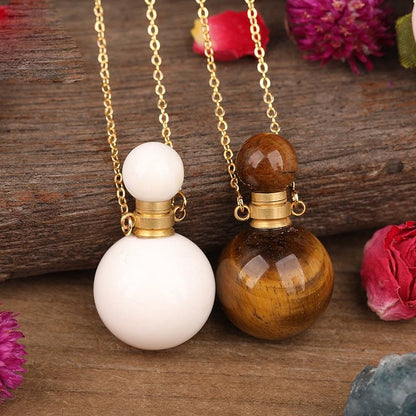 Round Stone Perfume Bottle Pendant Pendants Necklace