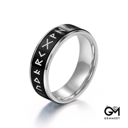 Titanium Steel Rotatable Three-color Symbol Ring