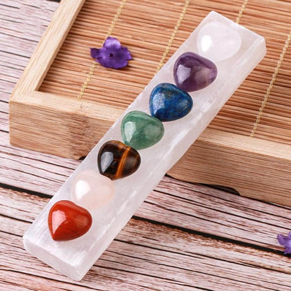 Seven Colored Stone Love Shaped Crystal Gypsum Base Pendant