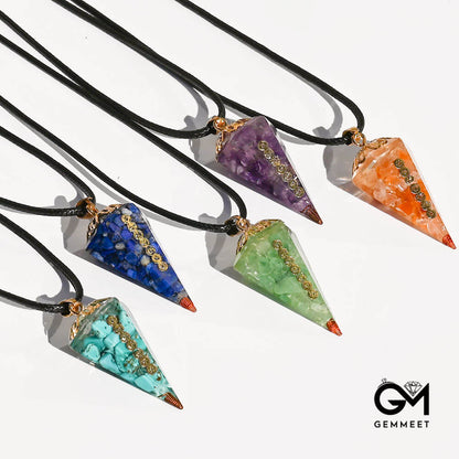 Crystal Agate Hexagon Symbol Pendant Necklace