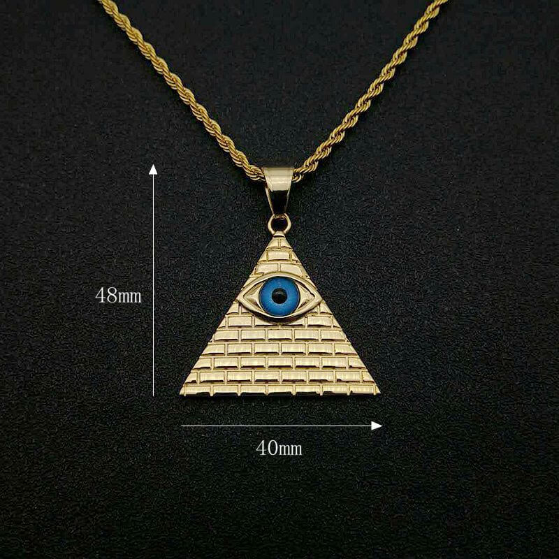 HIPHOP Jewelry Gold Plated Inlaid Zircon Pyramid Pendant