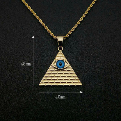 HIPHOP Jewelry Gold Plated Inlaid Zircon Pyramid Pendant