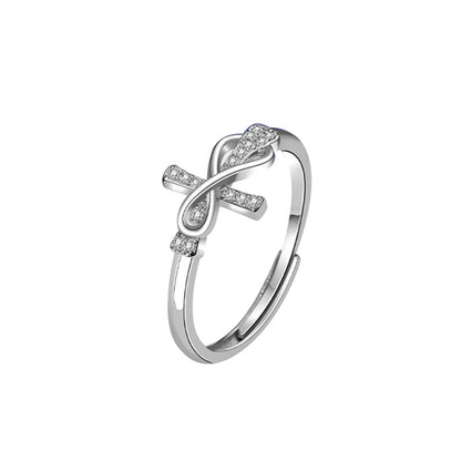 Wireless and Cross Zircon Ring