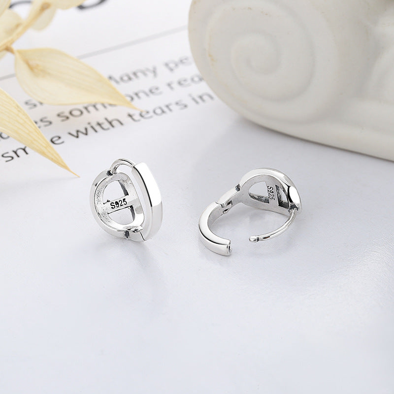 925 Sterling Silver Personality Pig Nose Design Earrings