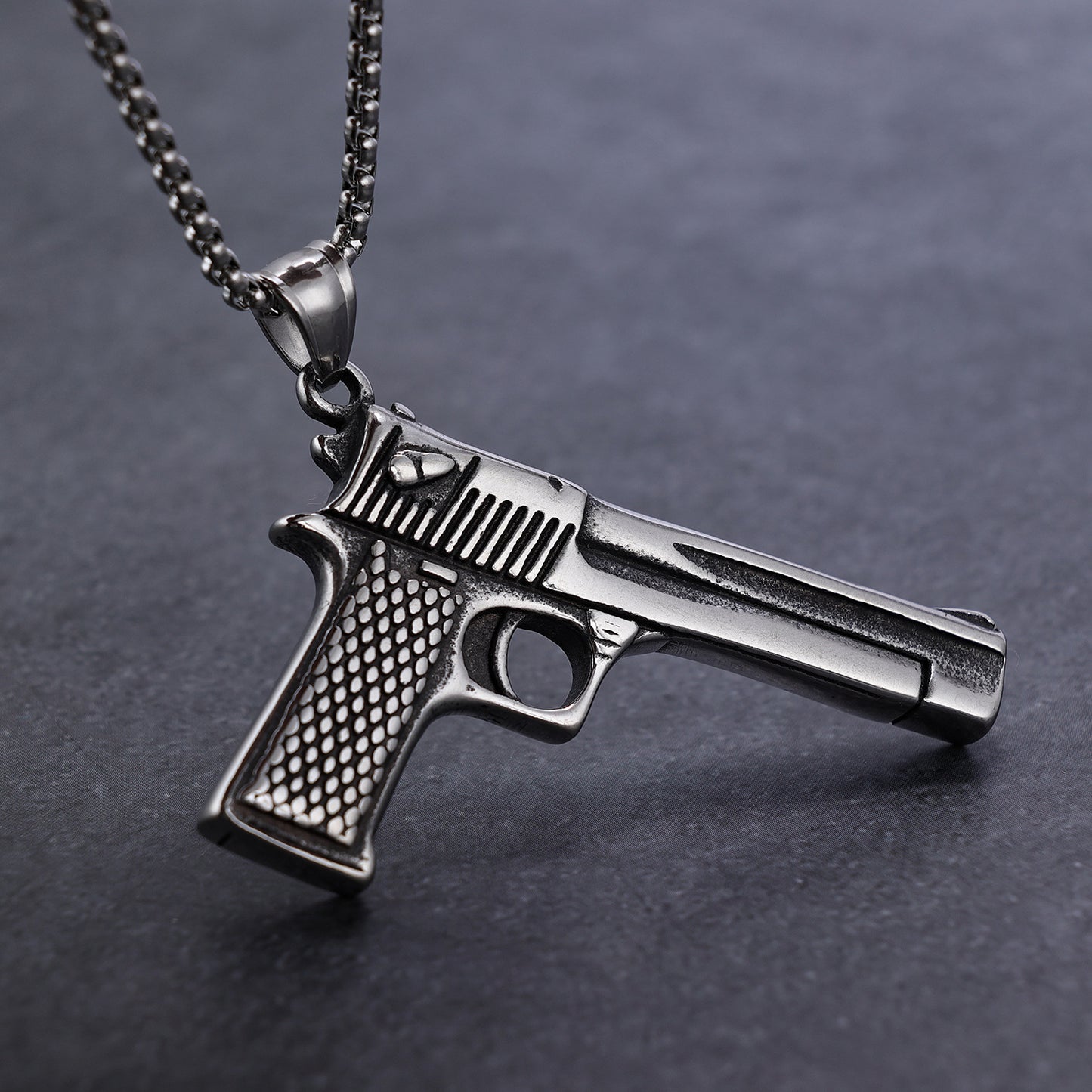 Stainless Steel Pendant in Imitation Pistol Shape