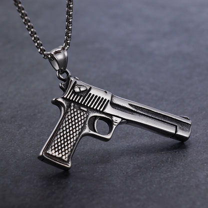 Stainless Steel Pendant in Imitation Pistol Shape