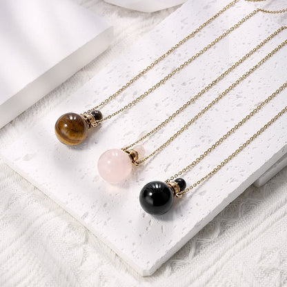 Round Stone Perfume Bottle Pendant Pendants Necklace