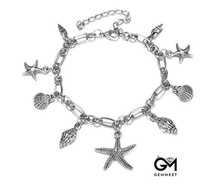 Vintage Starfish Conch Shell Anklet