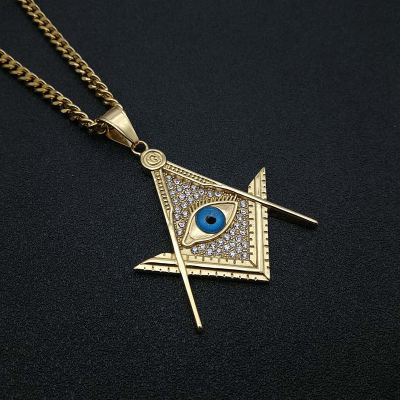 Hip Hop Jewelry Gold Plated Zircon AG Blue Eyes Pendant