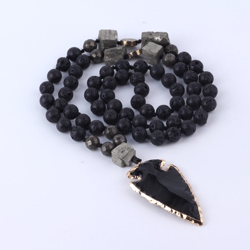 Lava Stone Arrow Pendant Necklace