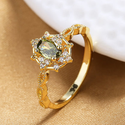 Green Zircon Retro Ring