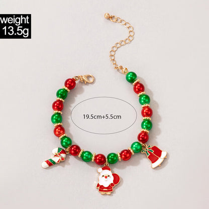 Christmas Bracelet Santa Claus Cane Drip Oil Lobster Clasp Adjustable Bracelet