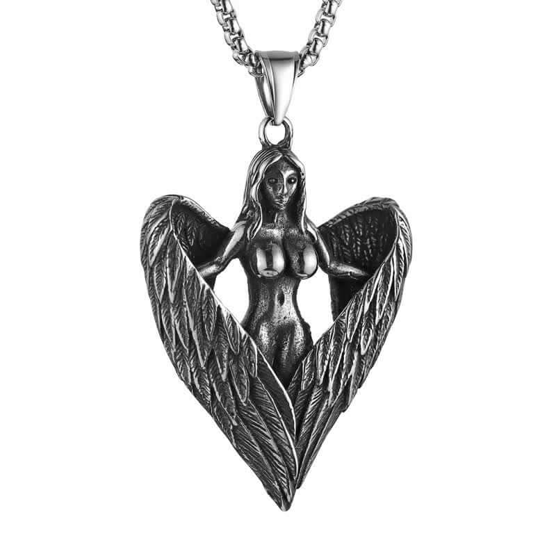 Winged Archangel Goddess Feather Necklace