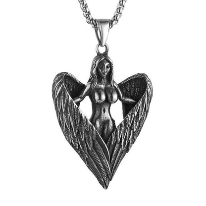 Winged Archangel Goddess Feather Necklace