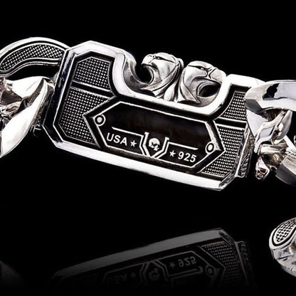 Men's Armed Forces Skull Interlock Bracelet