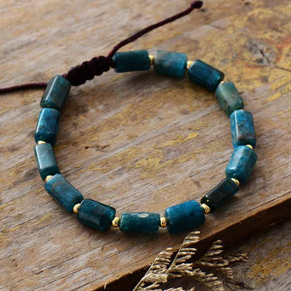 Blue Apatite Cut Bead Bracelet