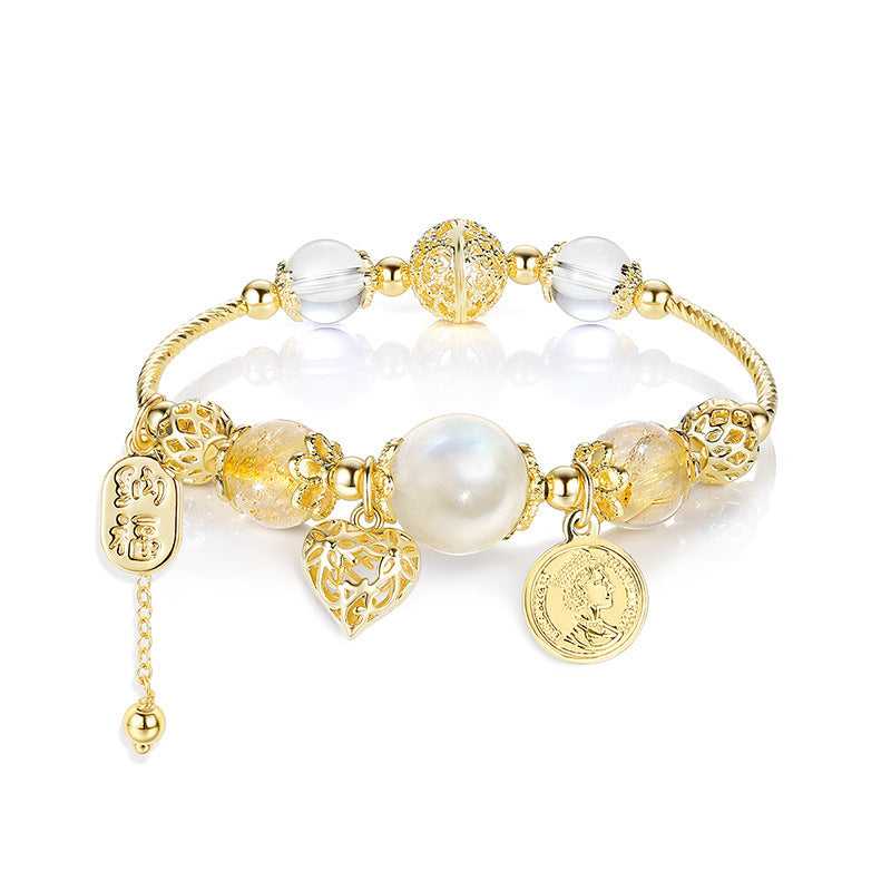 Moonstone Citrine Romantic Heart Bracelet